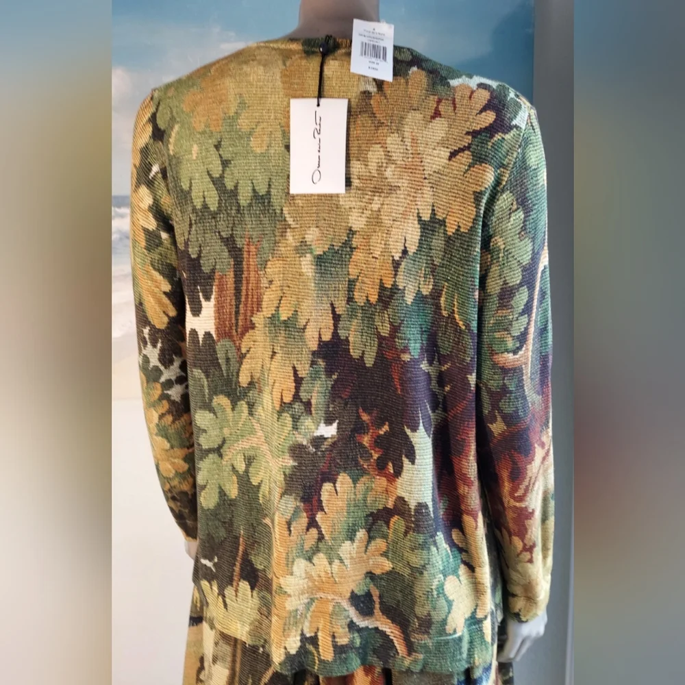 $1,990 NEW OSCAR DE LA RENTA GREEN LANDSCAPE CARDIGAN US S